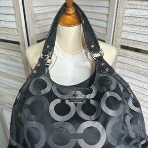 Coach Black and Gray Signature Shoulder Bag
